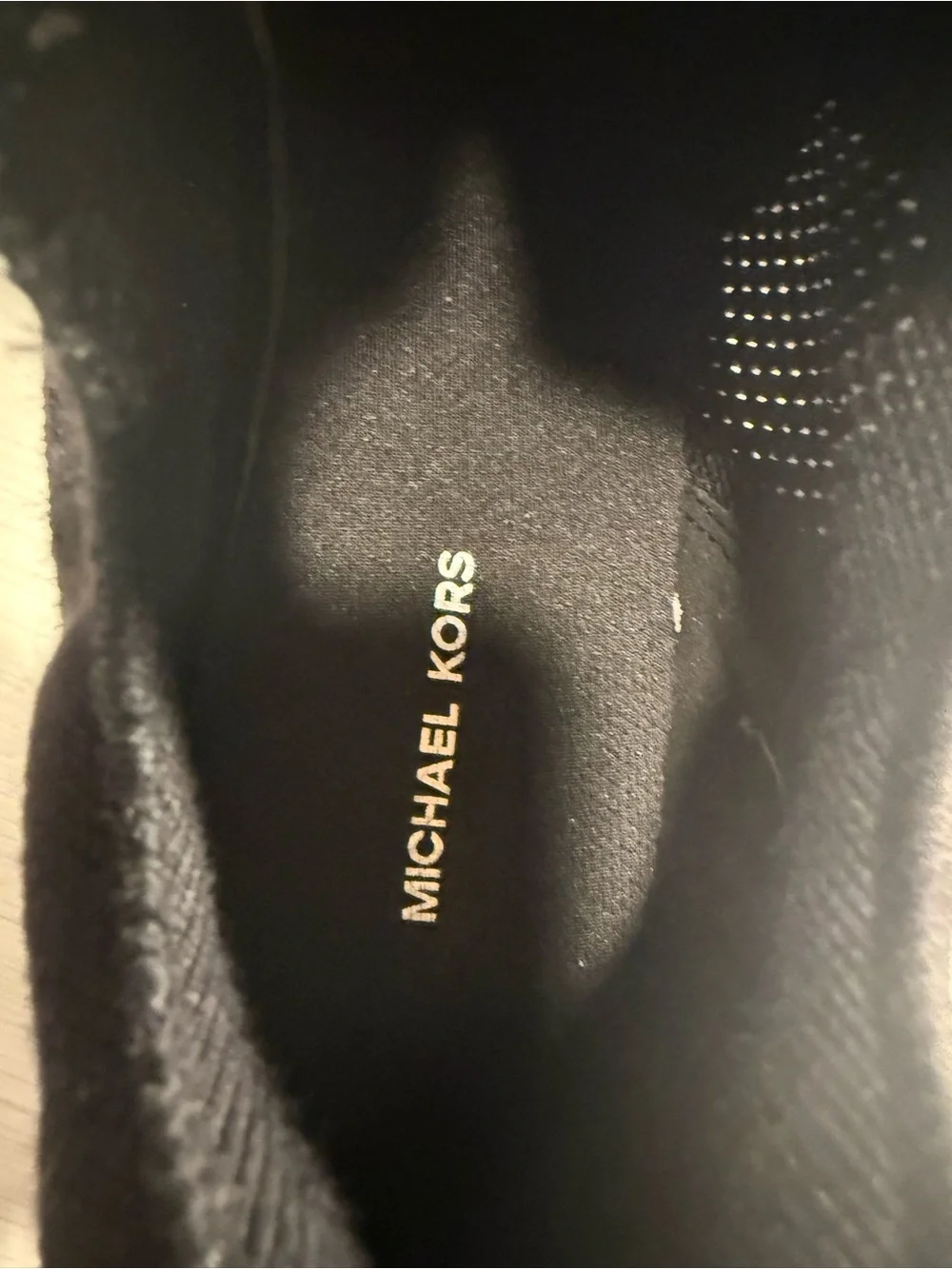 Michael Kors Zuma Black and White Zip-Front Platform Sneakers with Stud Detail